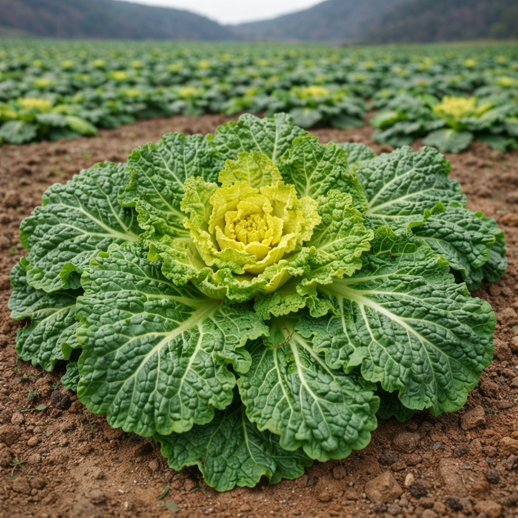밭에서 자라고 있는 봄동